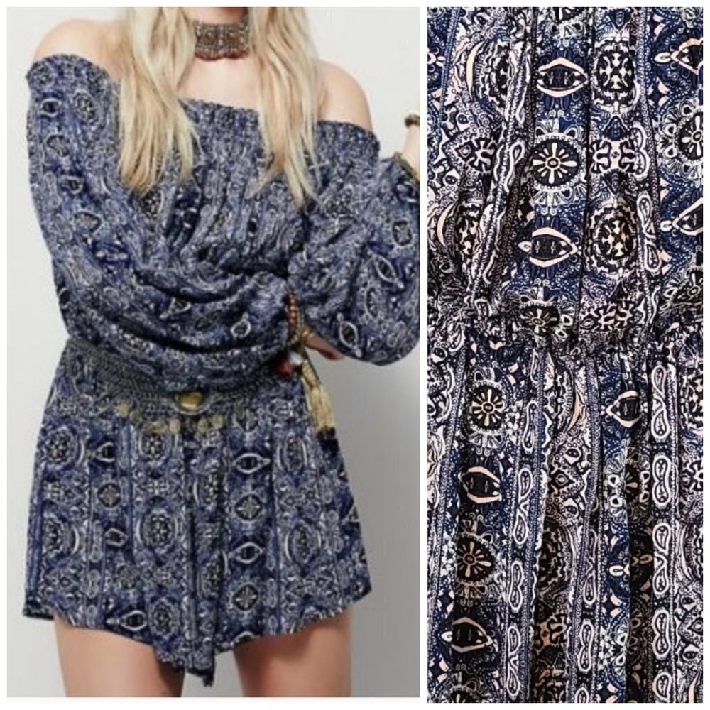 FREE People Off Shoulder Open Back Romper XS